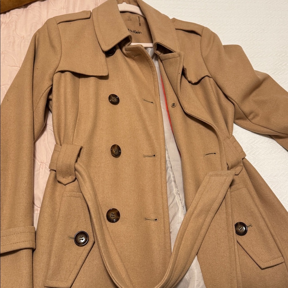 Calvin Klein Camel Wool Coat, size 6.